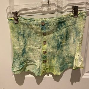 Green Tie-Dye Button-Up Tube Top